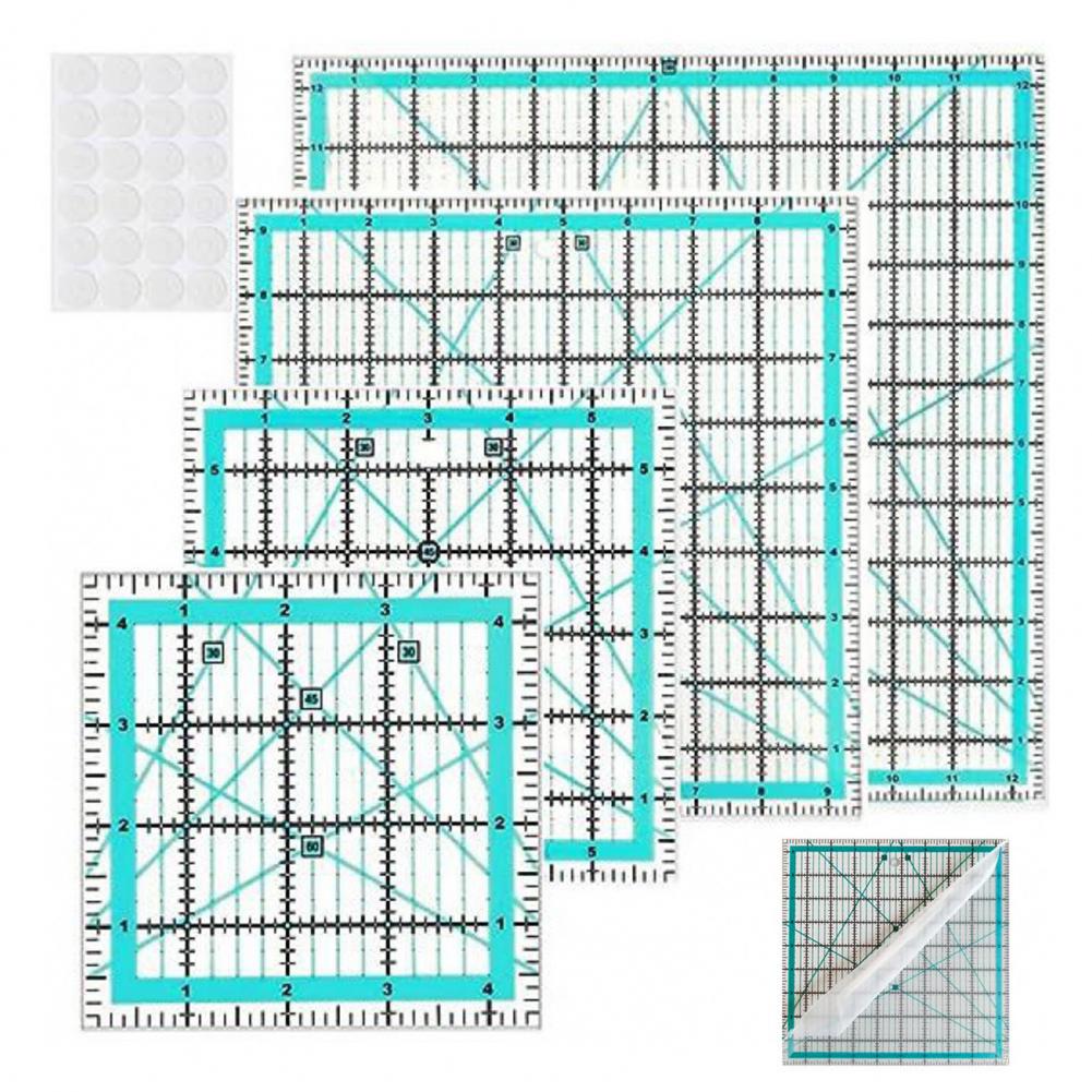 Quilting Ruler Square - 4 adet Akrilik Kapitone Cetvel Yüzükler