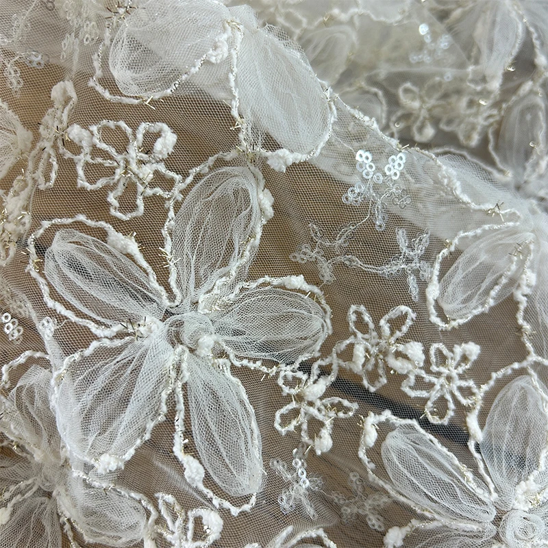 Textile Sewing Techniques - 3D İşlemeli Payet Örgü Kumaş Dantel