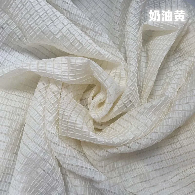 Textile And Sewing Materials - Krem Sarı Damalı Kumaş Yumuşak Nefes