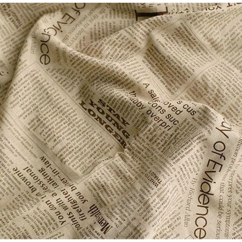 Sewing Tweed Fabric - 50x150 cm Retro Gazete Mektup Baskılı