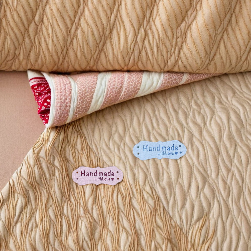 Sewing Label - 100 Adet El Yapımı Kabartmalı Süet