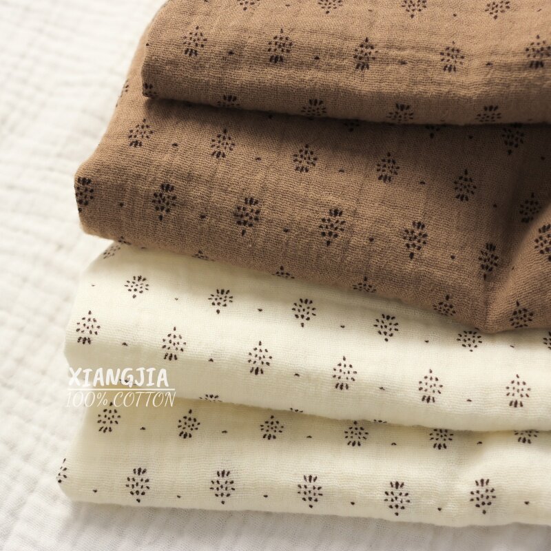 Sewing Tweed Fabric - 135x50cm Vintage Puantiyeli Pamuklu Çift Katmanlı