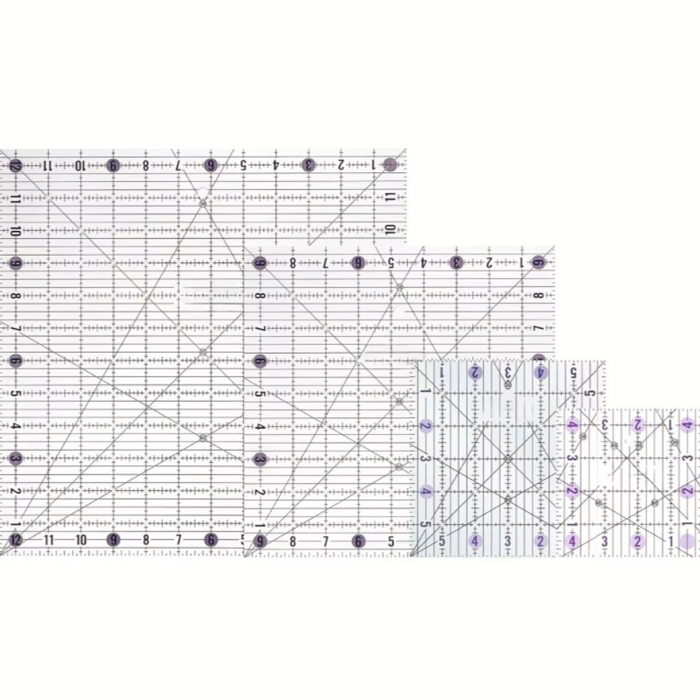 Quilting Ruler Square - 4 adet Kare Akrilik Kapitone Cetvel