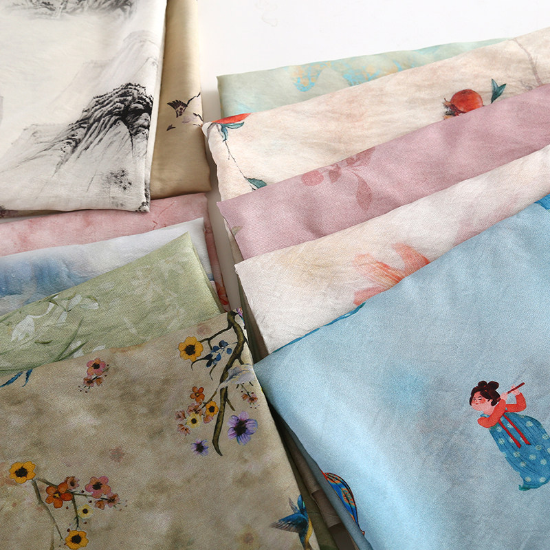 Sewing Tweed Fabric - Botanik Elyaf Kumaş Rami Retro Dijital