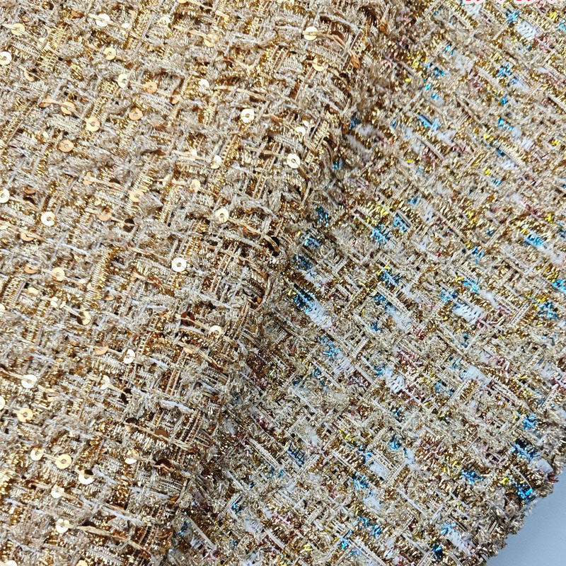Altın Tel ve Pul Payetli Boyal - Sewing Tweed Fabric incelemesi ve fiyatı